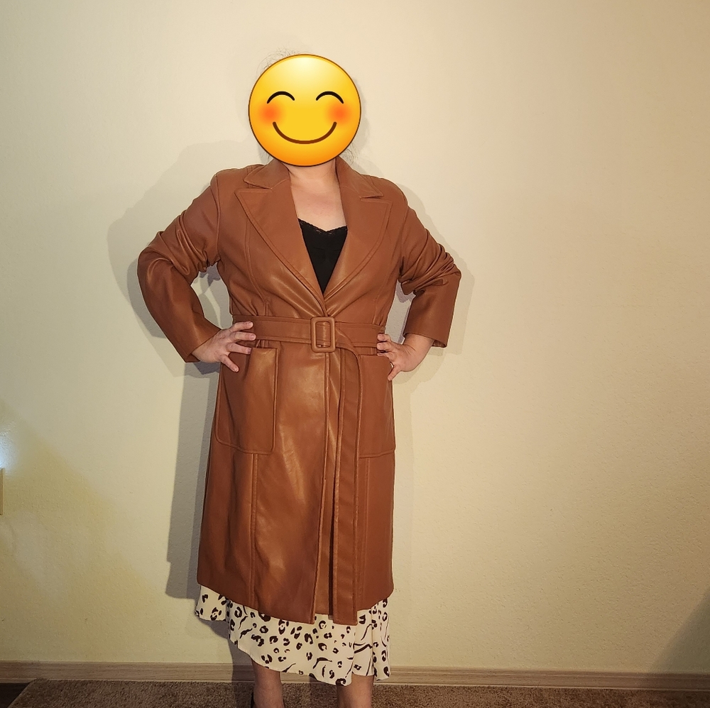 Long Vegan leather jacket, Large-2XL